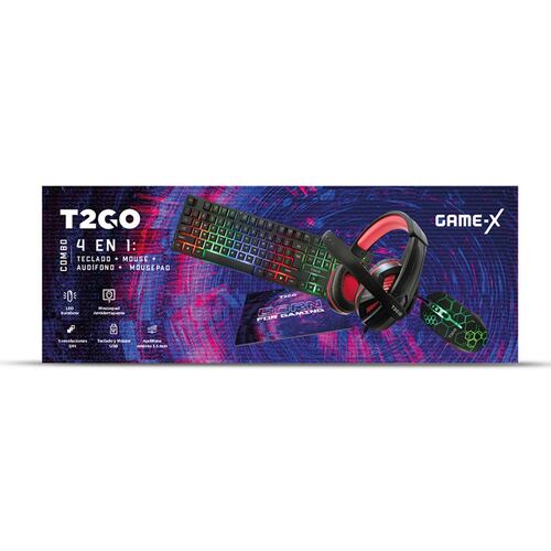 Combo 4 en 1 Tech 2 Go Audífonos + Teclado + Mouse + Pad Gaming Game - X