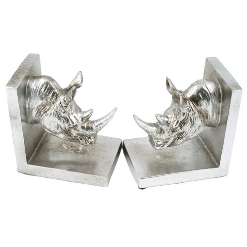 Home Nature book holder rinoceronte poliresina plateados