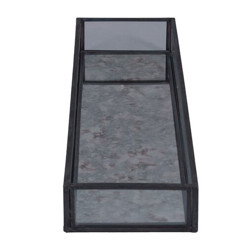 Home Nature joyero cloud rectangular elaborado en cristal con bordes metálicos 30*8*3 cm