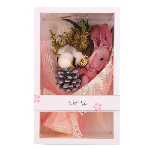 Home Nature bouquet "love is eternal" con conejo color rosa 24*15*10 cm
