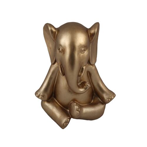 HOME NATURE FIGURA DECORATIVA ELEFANTE YOGA COLOR DORADO 15*12*9 cm