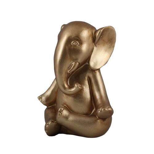 HOME NATURE FIGURA DECORATIVA ELEFANTE YOGA COLOR DORADO 15*12*9 cm