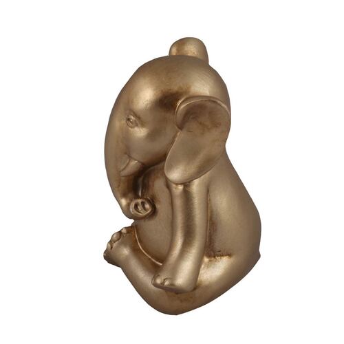 HOME NATURE FIGURA DECORATIVA ELEFANTE YOGA COLOR DORADO 15*12*9 cm