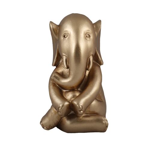 HOME NATURE FIGURA DECORATIVA ELEFANTE SENTADO COLOR DORADO 15*9*10 cm
