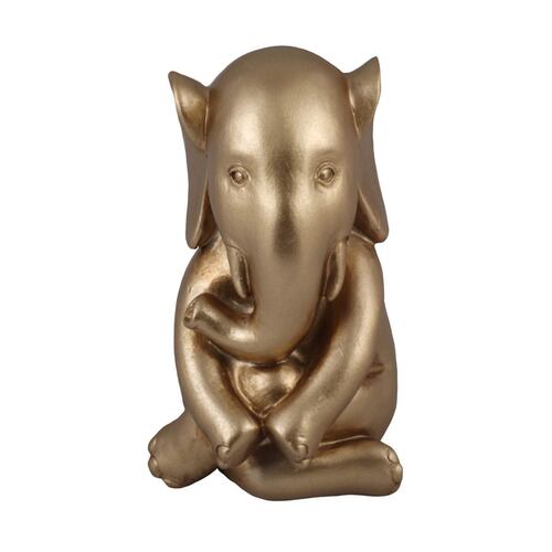 HOME NATURE FIGURA DECORATIVA ELEFANTE SENTADO COLOR DORADO 15*9*10 cm