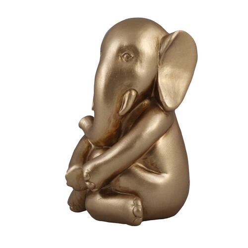 HOME NATURE FIGURA DECORATIVA ELEFANTE SENTADO COLOR DORADO 15*9*10 cm