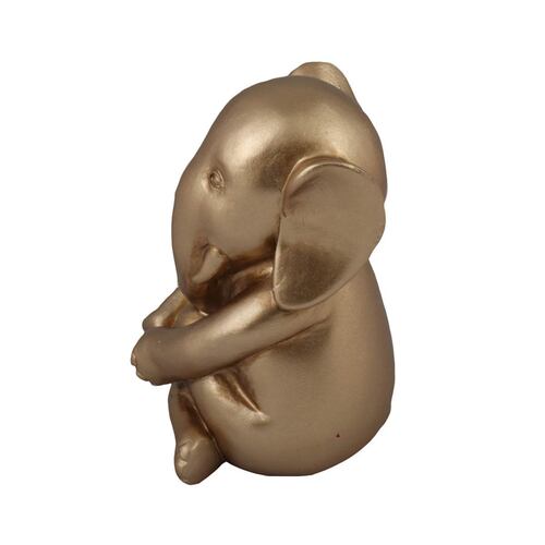 HOME NATURE FIGURA DECORATIVA ELEFANTE SENTADO COLOR DORADO 15*9*10 cm