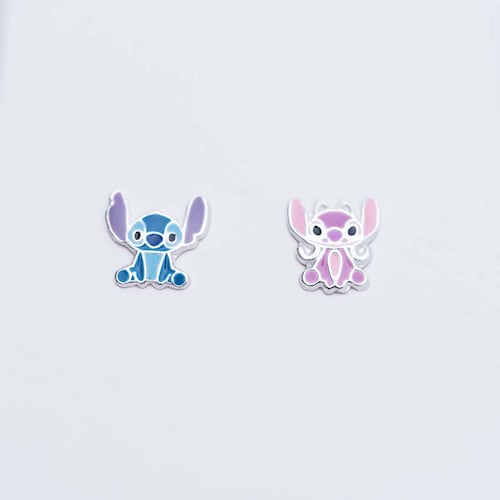 Aretes Stitch & Angel Plata.925 Disney