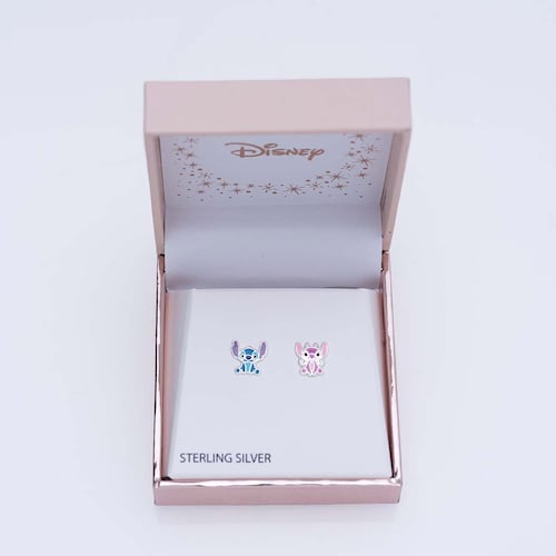Aretes Stitch & Angel Plata.925 Disney