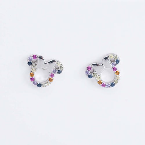 Aretes Minnie Arcoiris Plata.925 Disney