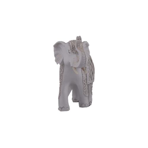 Home Nature Figura Decorativa Elefante Tibetano Pequeño Color Blanco 12*15.5*7 Cm