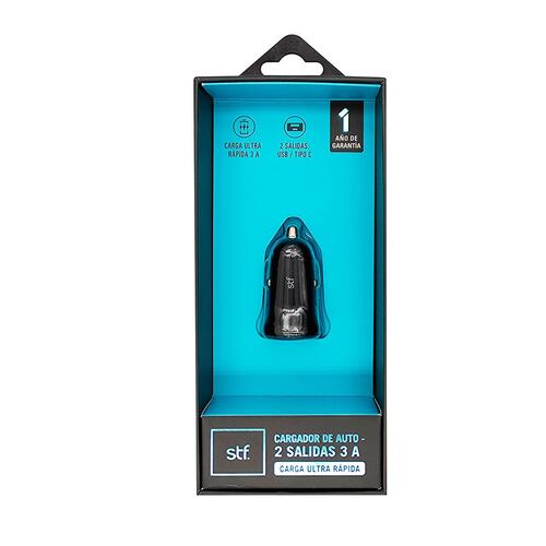 Cargador para Auto STF 2 Salidas Carga Ultra Rápida