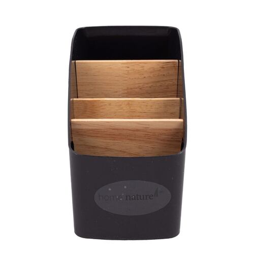 Home Nature Organizador de plástico para escritorio con división de madera