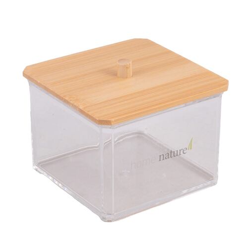 Home Nature Caja de almacenamiento multiusos con tapa de bambú