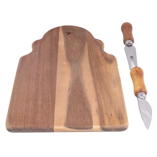 Home Nature Juego tabla de madera para quesos con 2 utensilios