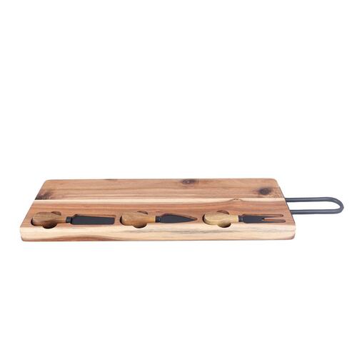 Home Nature Juego tabla de madera para quesos con 3 utensilios