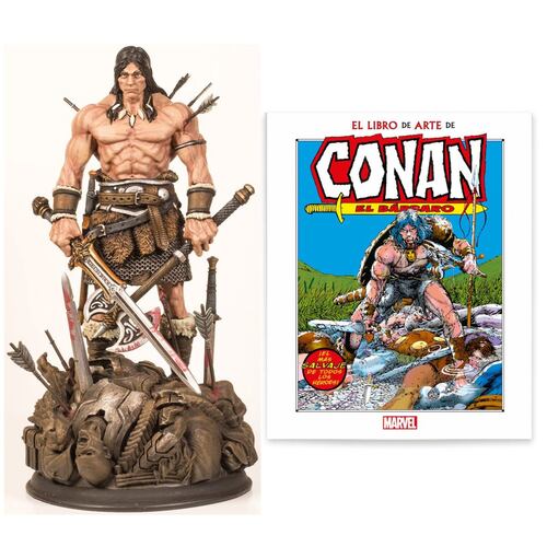 Estatua y Libro de Arte Conan El Barbaro Panini