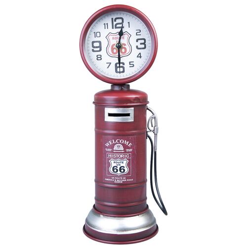 Figura Decorativa Bomba de Gas Rojo con Reloj Running
