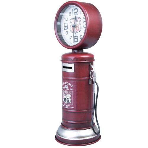 Figura Decorativa Bomba de Gas Rojo con Reloj Running