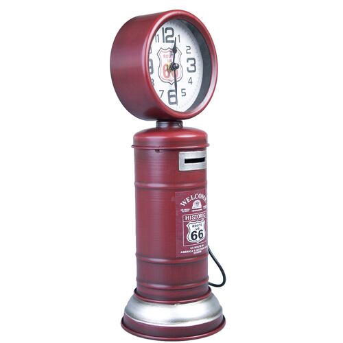Figura Decorativa Bomba de Gas Rojo con Reloj Running
