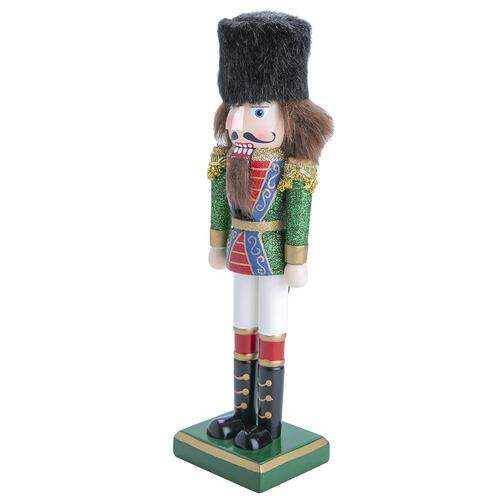Figura Decorativa Edición Navidad Cascanueces Multicolor Glitter 25 cm con Busby Y Fusible Running Decora