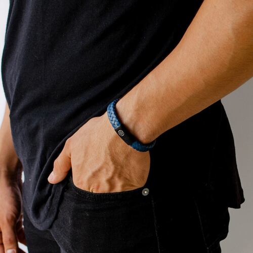 Pulsera Brenva Blue Black Matte Acero Inoxidable Castellamare