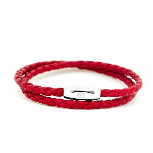 Pulsera Numana Doppio Nappa Red Acero Inoxidable Castellamare