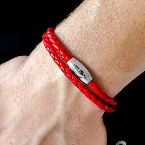 Pulsera Numana Doppio Nappa Red Acero Inoxidable Castellamare