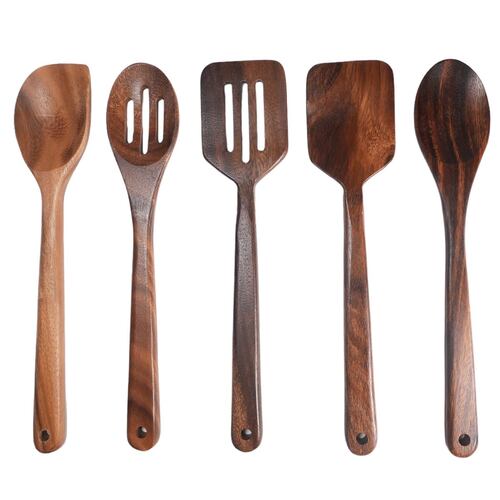 Home Nature Juego de 5 utensilios de cocina hechos de madera