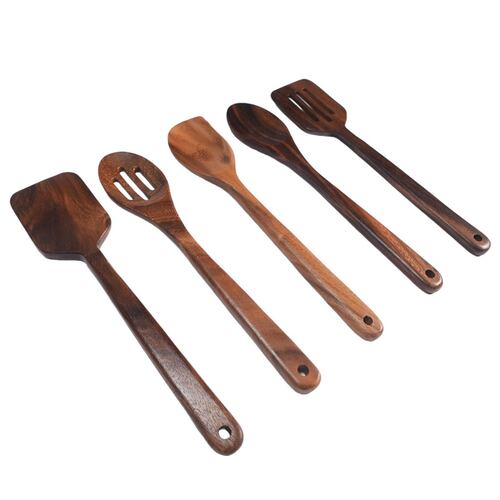 Home Nature Juego de 5 utensilios de cocina hechos de madera