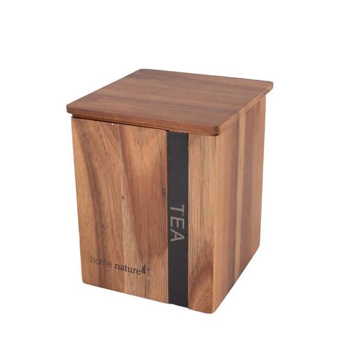 Home Nature Contenedore de madera Tea  11.5x11.5x14.2 cm