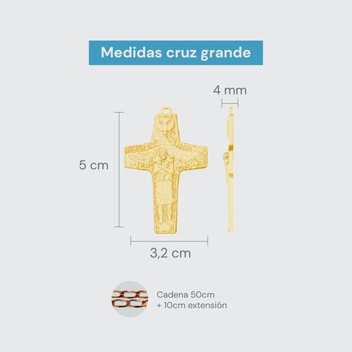 Cruz Grande del Buen Pastor Baño de Oro 18K