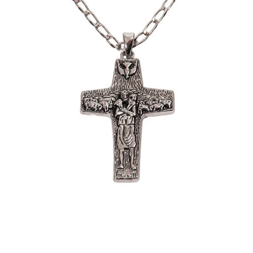 Cruz Mediana del Buen Pastor Baño de Oro 18K