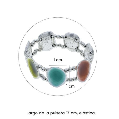 Pulsera Plateado con Esmaltado Multicolor  Tropicart
