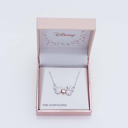 Collar Mickey & Minnie en Corazón Plata.925 Disney