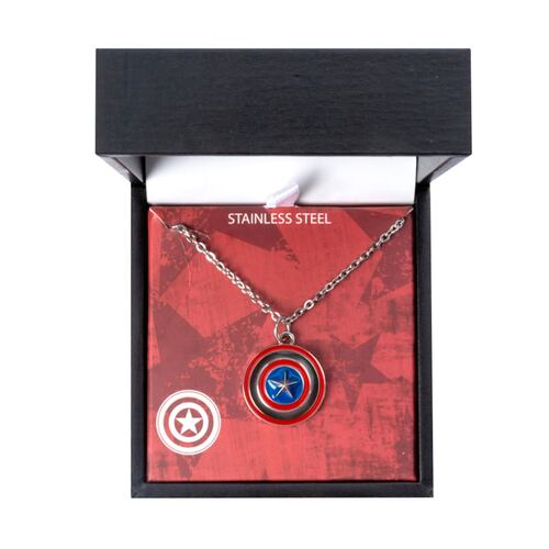 Collar Escudo Capitán América Rojo y Azul Acero Inoxidable Disney