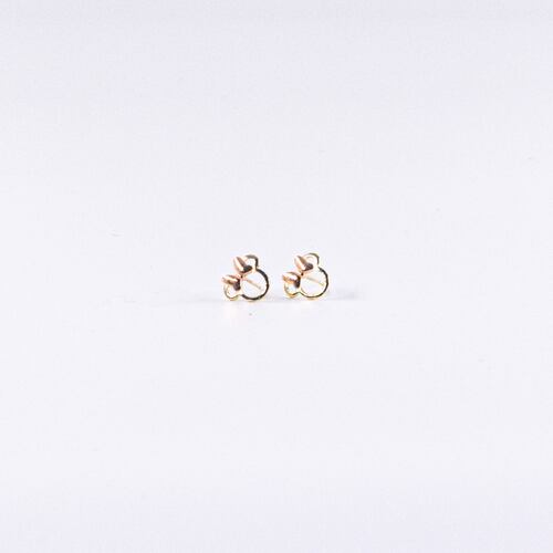 Aretes Silueta Minnie Moño Rosa Oro 14K Disney