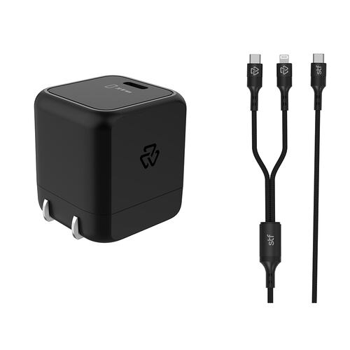 Cargador STF 30W GAN + Cable 2 en 1 Tipo C/Lightning
