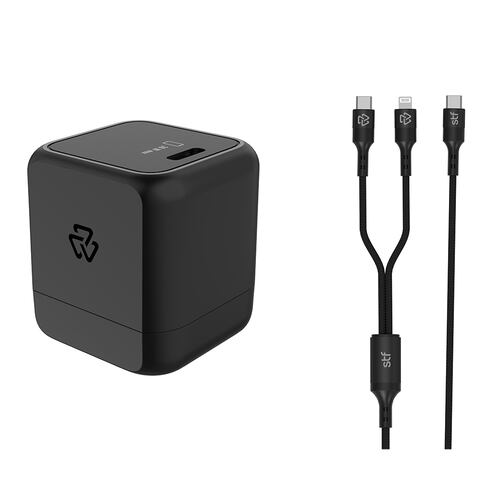 Cargador STF 30W GAN + Cable 2 en 1 Tipo C/Lightning