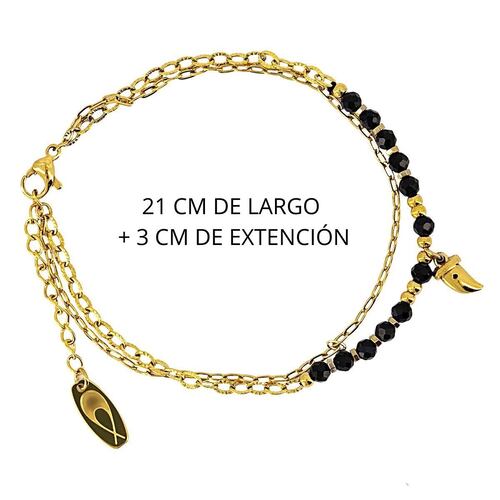 Pulsera Doble de Piedras Naturales y Dije de Chile MyClio