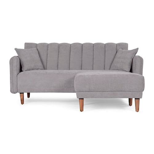 MAKORA Sofá Cama Reclinable + Taburete Modelo Avocata Gris Claro