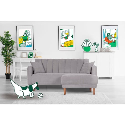 MAKORA Sofá Cama Reclinable + Taburete Modelo Avocata Gris Claro
