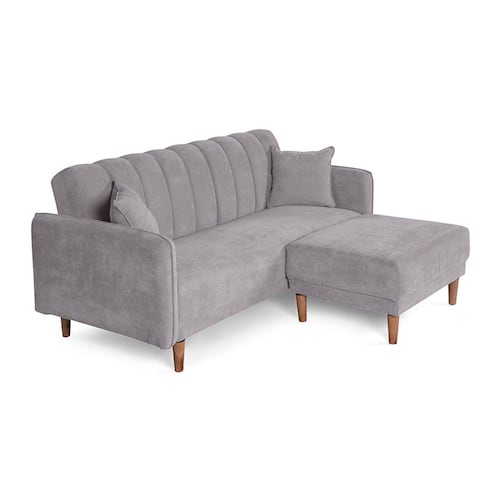 MAKORA Sofá Cama Reclinable + Taburete Modelo Avocata Gris Claro
