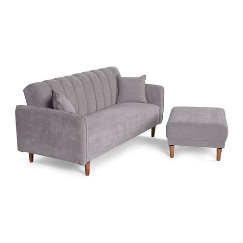 MAKORA Sofá Cama Reclinable + Taburete Modelo Avocata Gris Claro