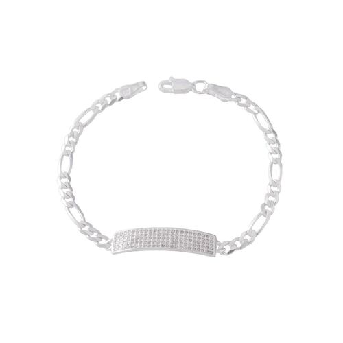 Pulso Cadena Fígaro Con Zirconia Plata Ley .925 Unlimited By Oro Boleado