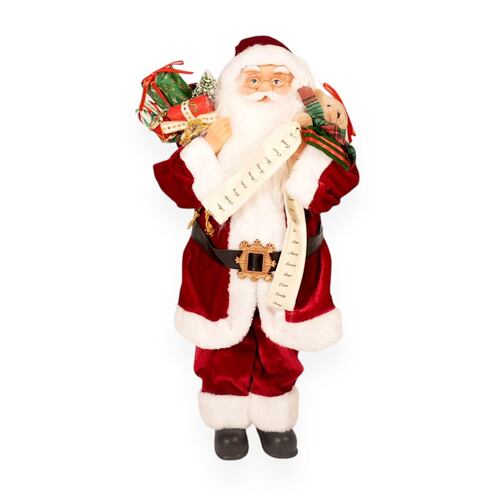 Figura Decorativa Santa Claus Bolsa de Regalo y Oso 46 cm Home Nature