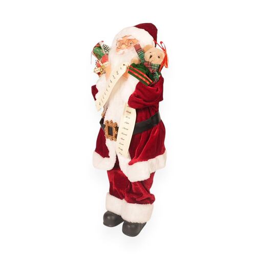 Figura Decorativa Santa Claus Bolsa de Regalo y Oso 46 cm Home Nature