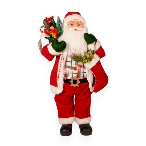 Figura Decorativa Santa Claus Bolsa de Regalo y Bota Navideña 60 cm Home Nature