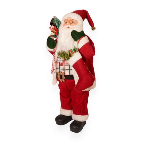 Figura Decorativa Santa Claus Bolsa de Regalo y Bota Navideña 60 cm Home Nature