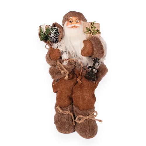 Figura Decorativa Santa Claus Sentado Café con Linterna 30 cm Home Nature